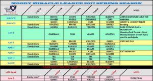 2017 Moody Miracle League Schedule Moody Alabama